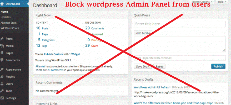 Block wp-admin in wordpress