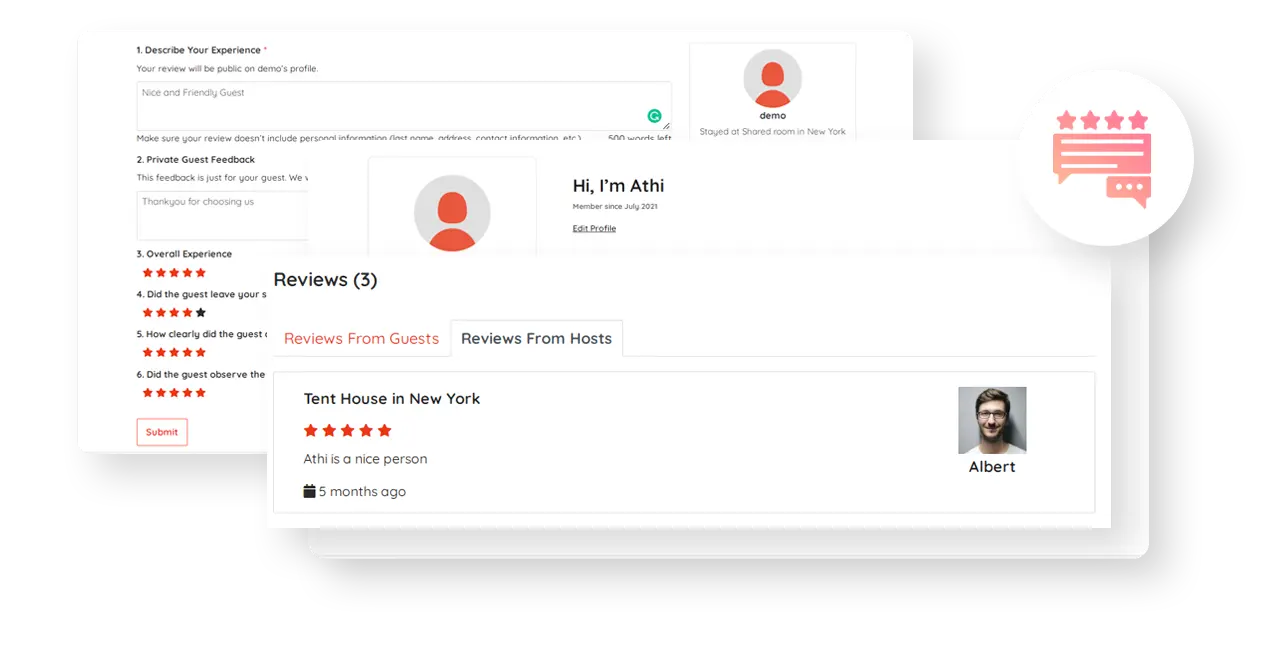 Airbnb clone Ratings and Reviews