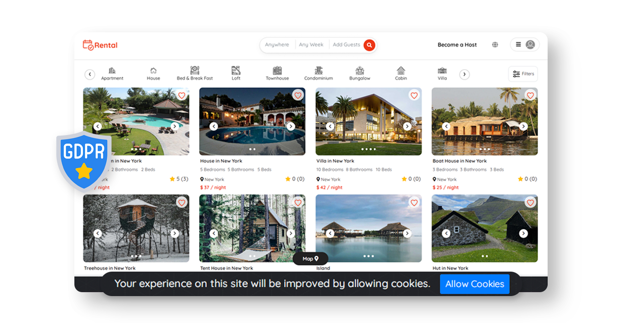 airbnb clone GDPR Enabled