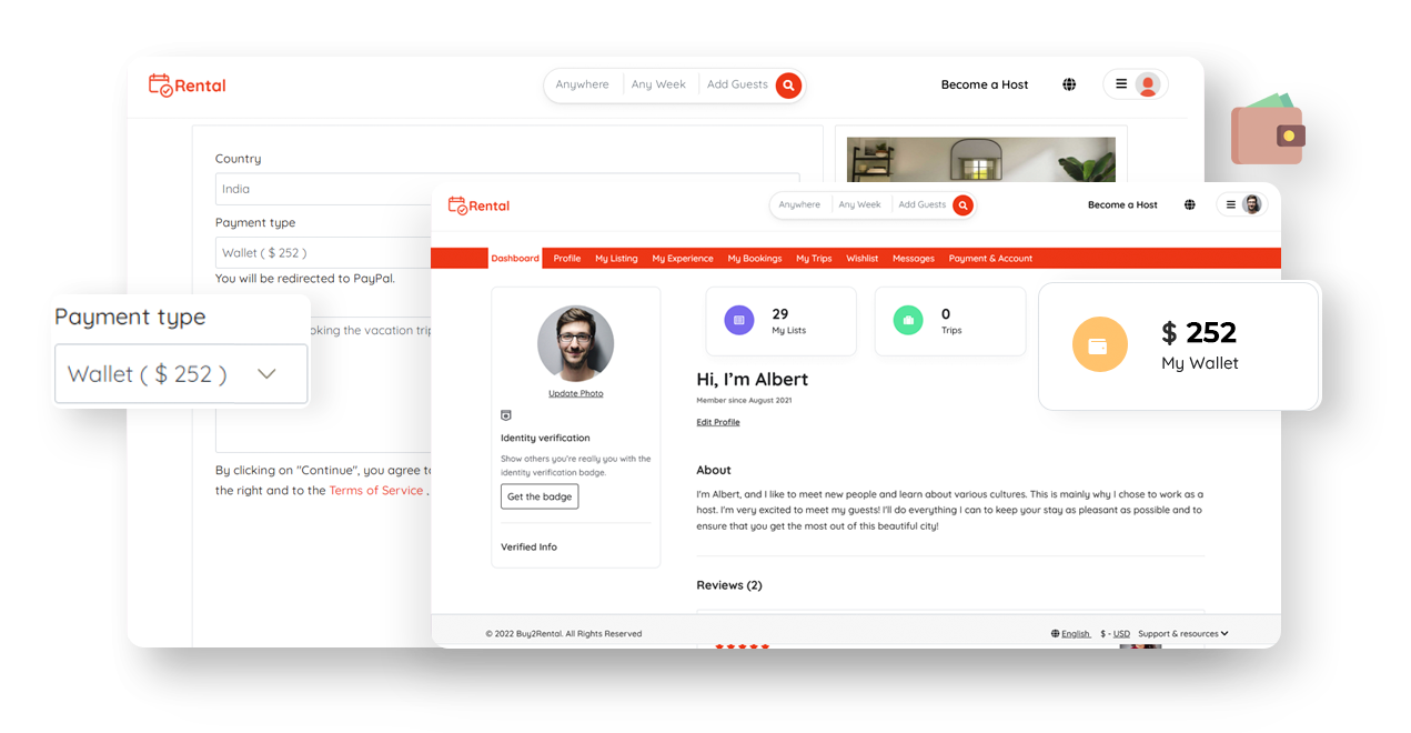 Airbnb clone Wallet Payment Method