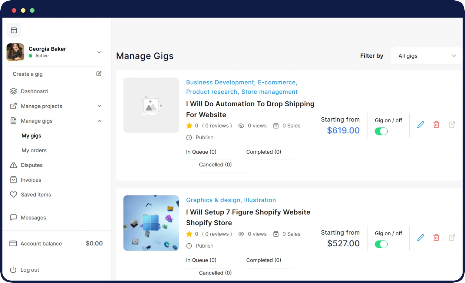 manage gigs manage gigs
