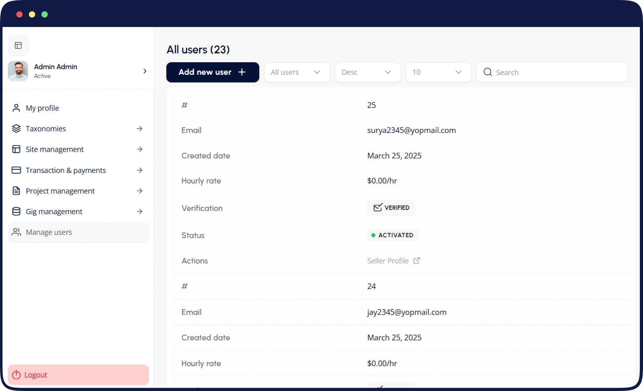 user management user management